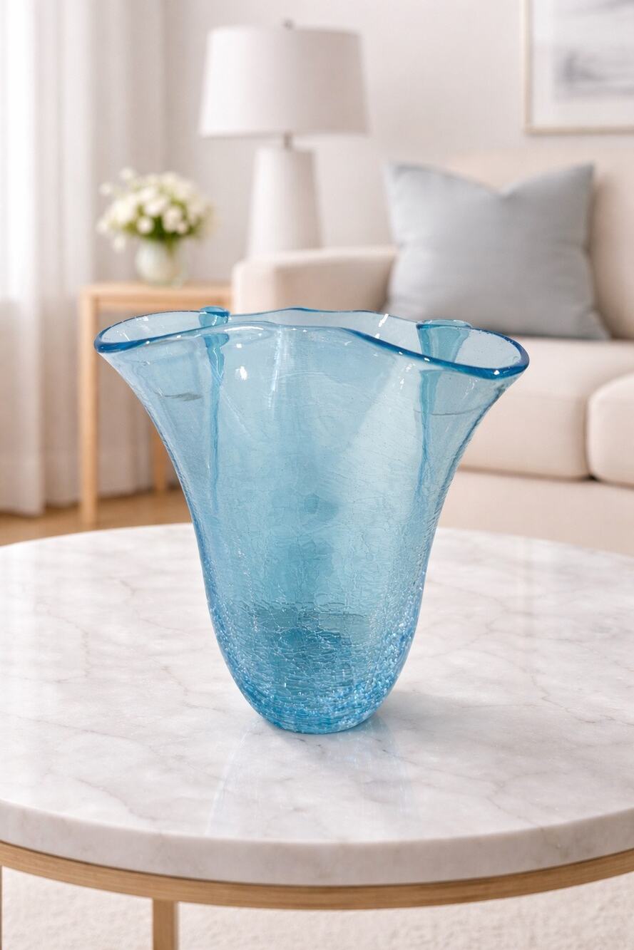 Kanawha Crackle Glass Hankerchief Vase